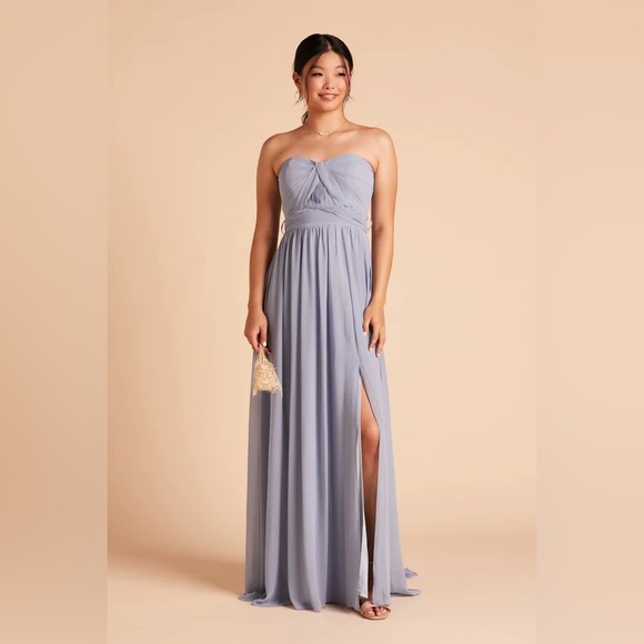 Birdy Grey Dresses & Skirts - Birdy Grey GRACE CONVERTIBLE DRESS CHIFFON DUSTY BLUE Small NWOT BRIDESMAID SLIT